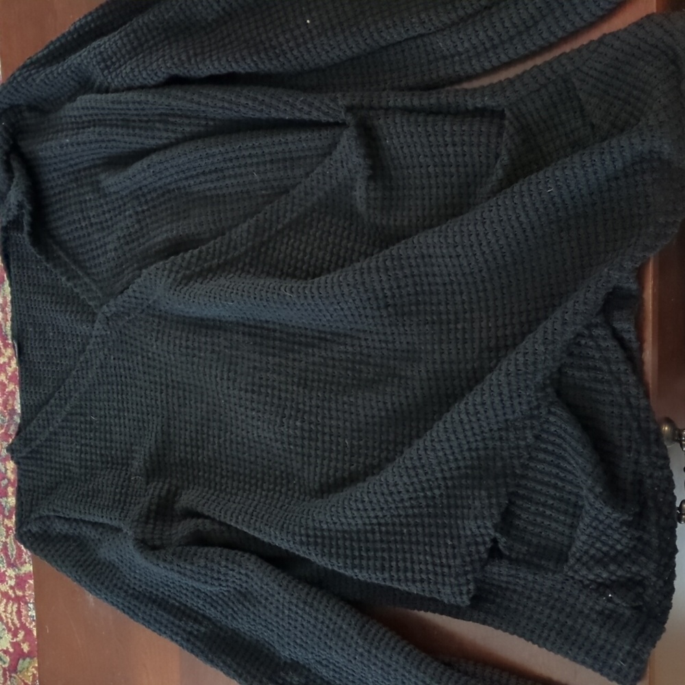 Shein xl black cross front sweater